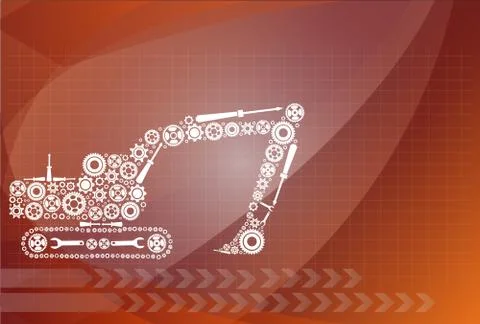 Backhoe icon of tractor from gears. vector eps10 Illustrazione stock