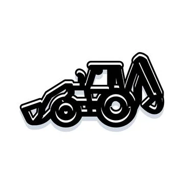 Backhoe loader construction heavy machine icon concept Stock Illustration