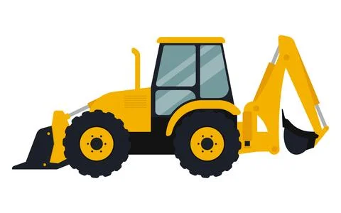 Backhoe loader. Construction machinery. Special equipment. Vector illustratio Stock Illustration