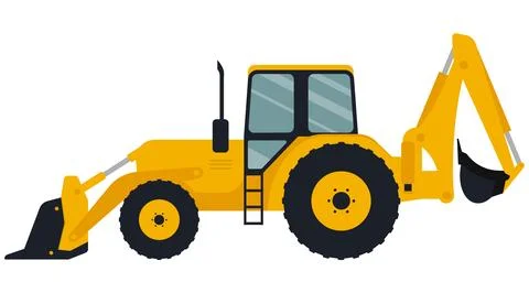 Backhoe loader. Construction machinery. Special equipment. Vector illustratio Stock Illustration
