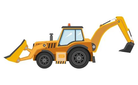 Backhoe loader, great design for any purposes. Isolated object. Isolated vect Stock Illustration