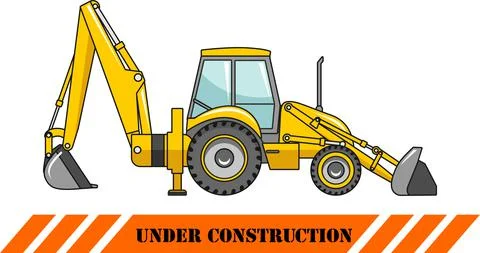 Backhoe loader. Heavy construction machine. Vector illustration Illustrazione stock