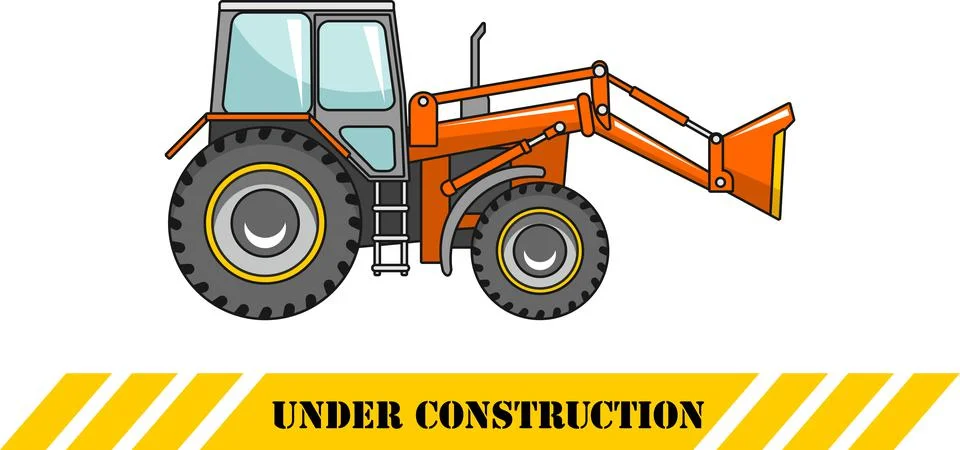 Backhoe loader. Heavy construction machine. Vector illustration Stock Illustration