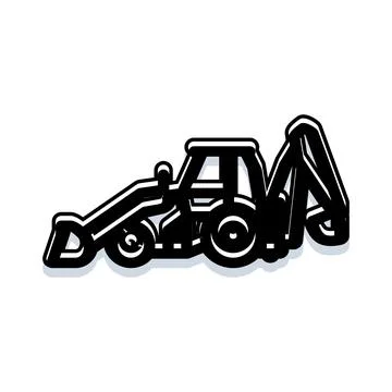 Backhoe loader machine working construction equipment vehicle Stock Illustration