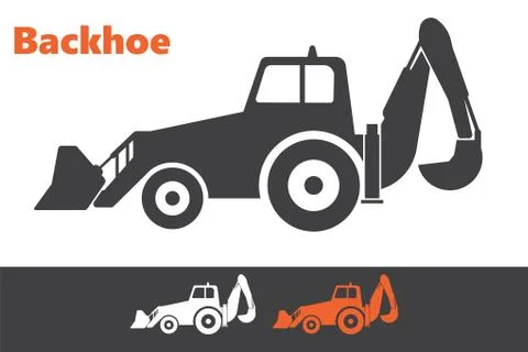 Backhoe loader tractor icon Stock Illustration