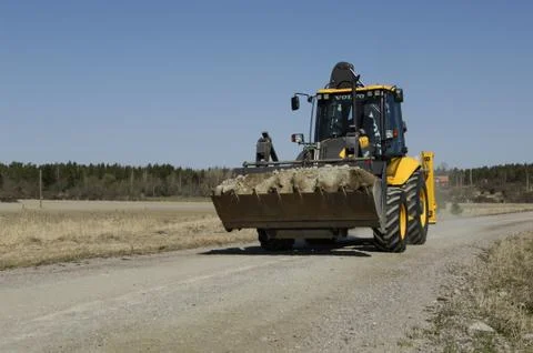 Backhoe loader at work. Stock Photos