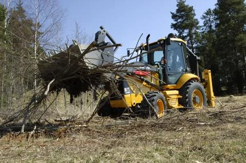 Backhoe loader at work. Stock Photos