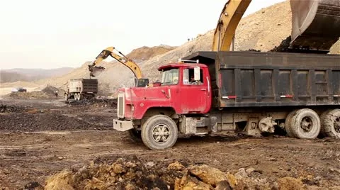 Backhoe Loading Small Truck Video stock 22243327