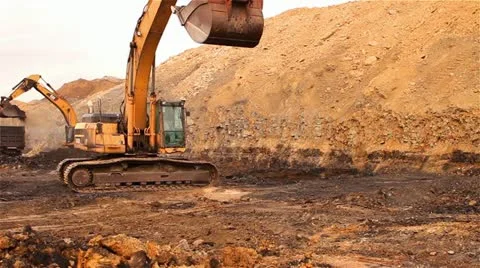 Backhoe Loading Truck with Dirt Video stock 22243551
