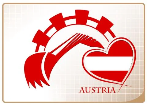 Backhoe logo made from the flag of Austria Stock Illustration
