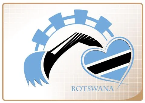 Backhoe logo made from the flag of Botswana Stock Illustration