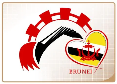 Backhoe logo made from the flag of brunei Stock Illustration