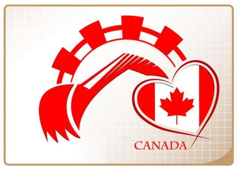 Backhoe logo made from the flag of Canada Illustrazione stock