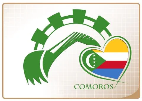 Backhoe logo made from the flag of Comoros Stock Illustration