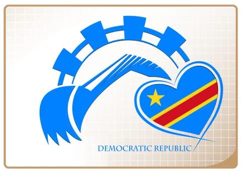 Backhoe logo made from the flag of Democratic Republic Stock Illustration