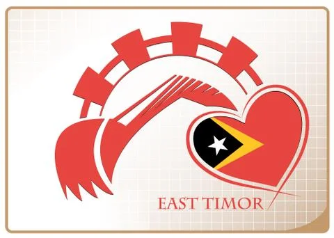 Backhoe logo made from the flag of East Timor Stock Illustration