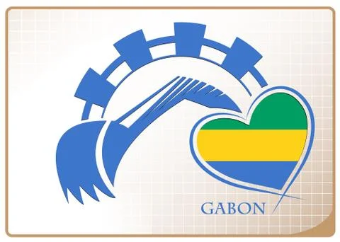 Backhoe logo made from the flag of Gabon Stock Illustration