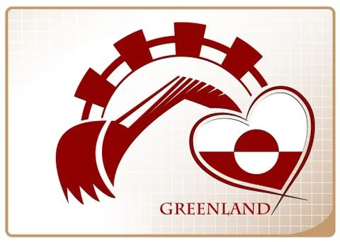 Backhoe logo made from the flag of Greenland Stock Illustration