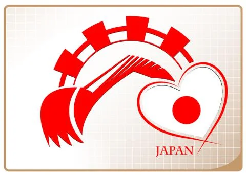 Backhoe logo made from the flag of Japan Stock Illustration