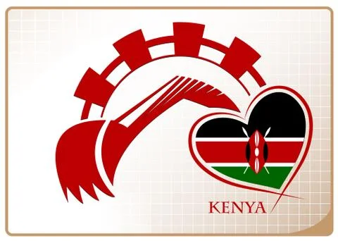 Backhoe logo made from the flag of Kenya Ilustración de archivo