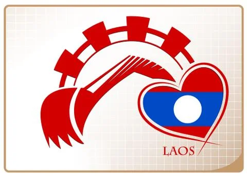Backhoe logo made from the flag of Laos Stock Illustration