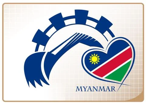 Backhoe logo made from the flag of Namibia Stock Illustration