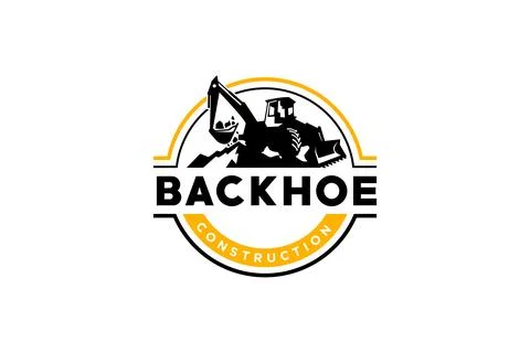Backhoe logo template vector. Heavy equipment logo vector for construction .. Stock Illustration