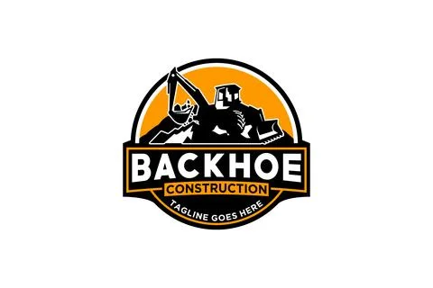 Backhoe logo template vector. Heavy equipment logo vector for construction .. Stock Illustration