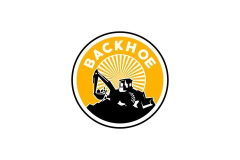 Backhoe logo template vector. Heavy equipment logo vector for construction .. Stock Illustration