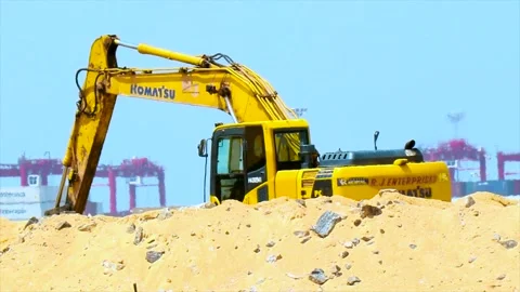 A Backhoe Machine Operating On A Construction Site. Video stock 171150646