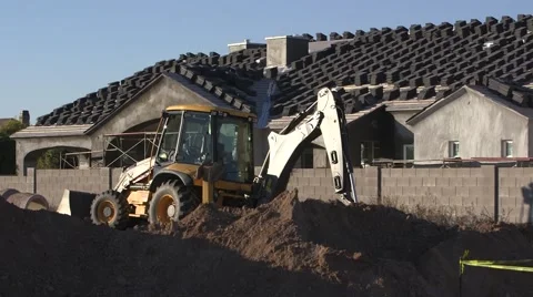 Backhoe parked at construction site 03 스톡 동영상 45515714