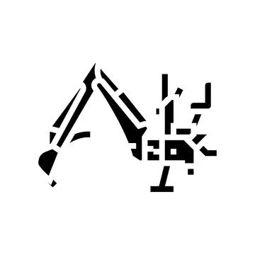 Backhoe tractor glyph icon vector illustration Illustrazione stock