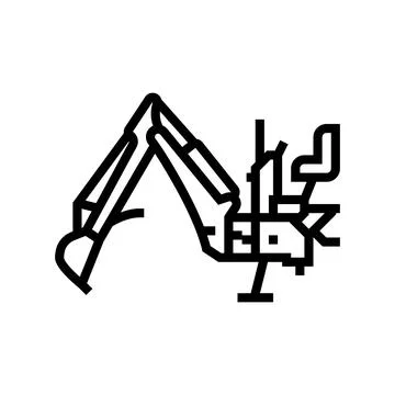 Backhoe tractor line icon vector illustration Illustrazione stock