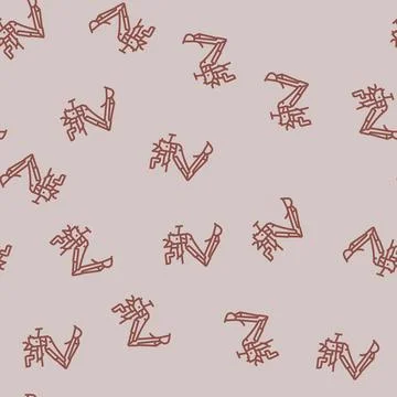 Backhoe tractor line seamless pattern Stock Illustration