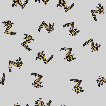 Backhoe tractor vector seamless pattern Illustrazione stock