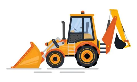 Backhoe Transport, Tractor Construction Vector 库存插图