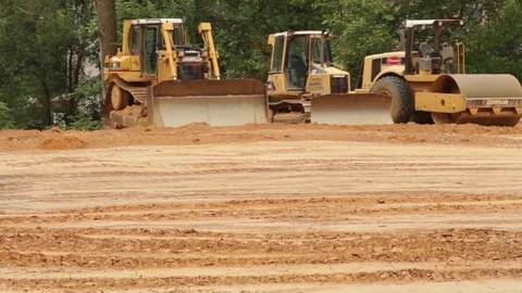 Backhoes on construction site Stock Footage 81750672