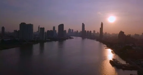 Backing up by drone over bridge with traffic early in the morning Stock Footage 108660320