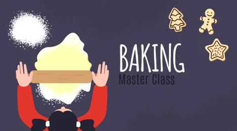 Backing master class flyer design. Ginger cookies Stock Illustration