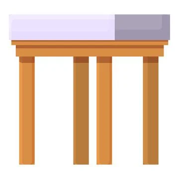 Backless chair icon cartoon vector. Outdoor wood chair Illustration