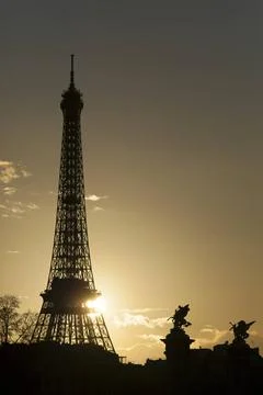 Backlight in the Eiffel tower, Paris, Ile-de-france, France Backlight in t... Stock-Fotos