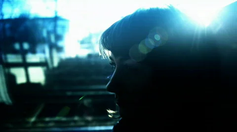 Backlight girl Stock Footage 588842