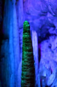 Backlight stalactites in the cave Stock Photos