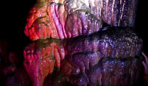 Backlight stalactites in the cave Stock Photos