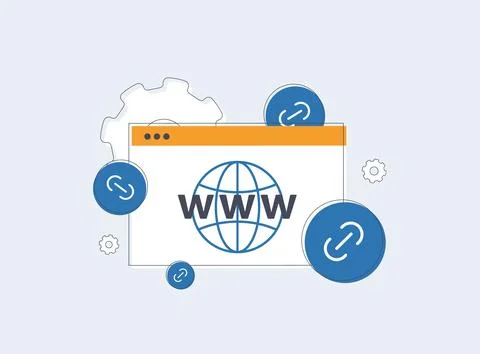 Backlink building drives SEO optimization with higher domain authority and Stock Illustration