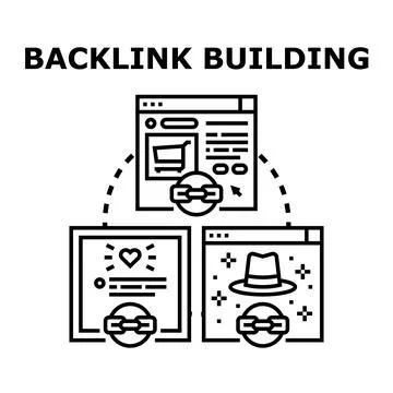 Backlink building process connecting multiple websites online 스톡 일러스트