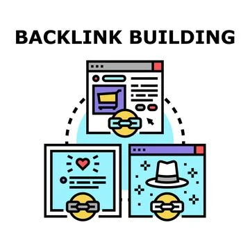 Backlink building process connecting multiple websites online Stock Illustration