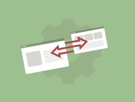 Backlink strategy with connected links symbolizing link building. SEO growth and Stock Illustration