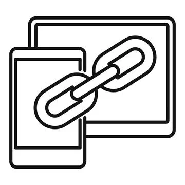 Backlink strategy phone tablet icon, outline style Illustrazione stock
