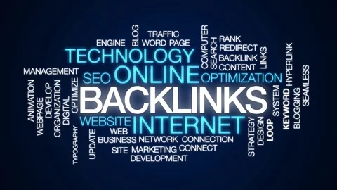 Backlinks animated word cloud. Kinetic typography. Stock Footage 107394945